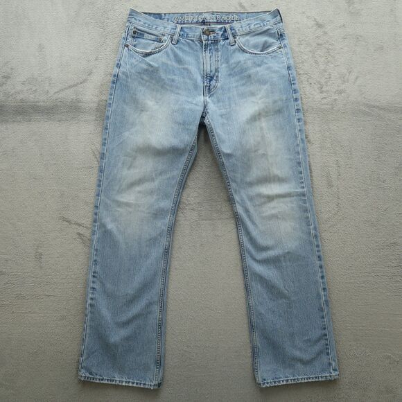 American Eagle Jeans Mens Size 33x32 Blue Low Rise Bootcut All Cotton Denim - Picture 1 of 16